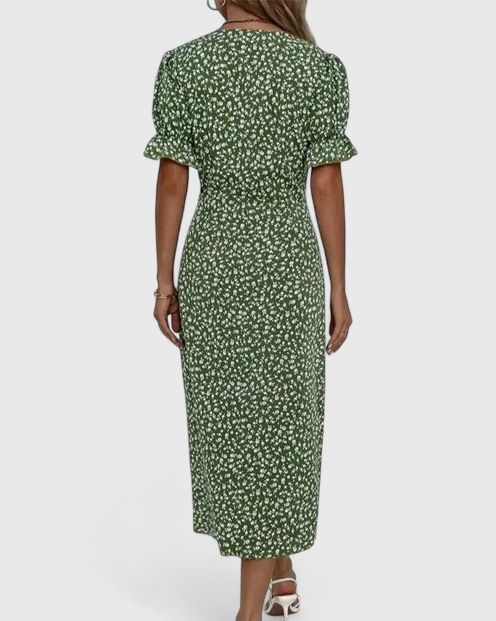 Juliette | Damen Geblümtes Wickel Sommerkleid mit kurzen Ärmeln