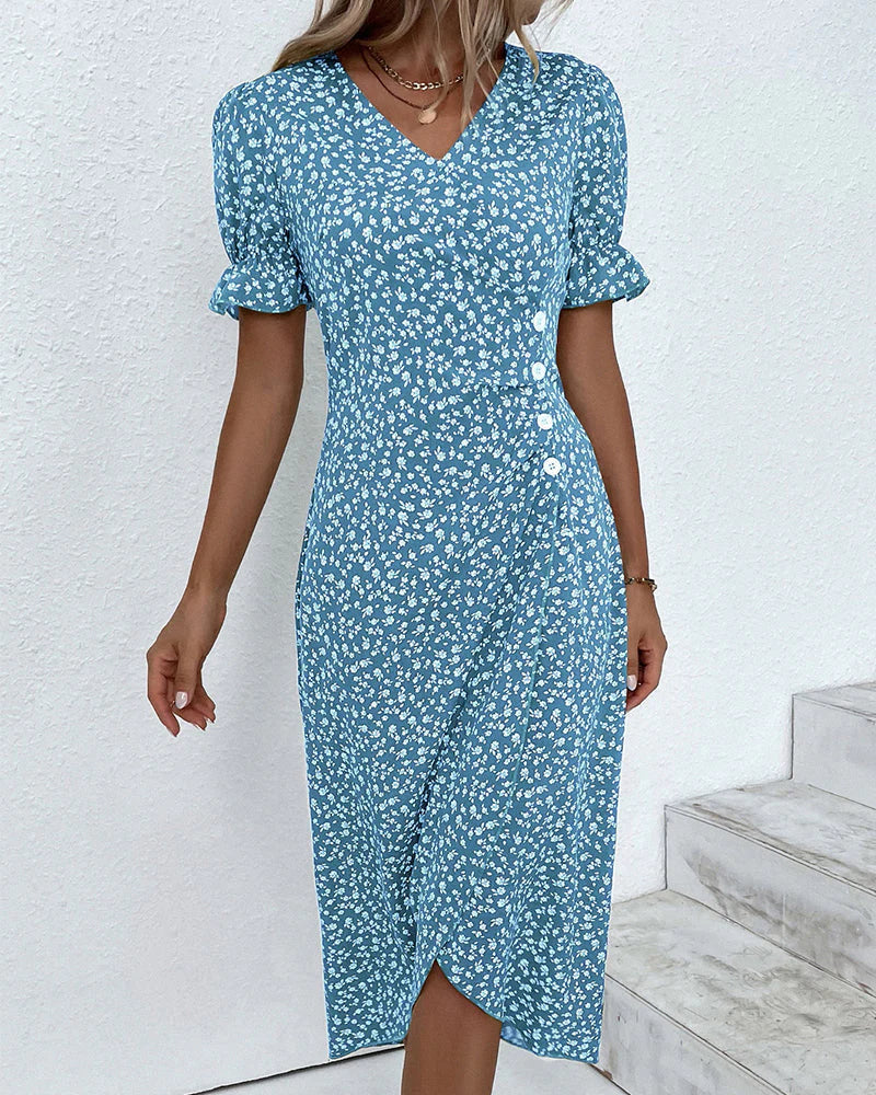 Priska | Damen Geblümtes Sommer Wickelkleid