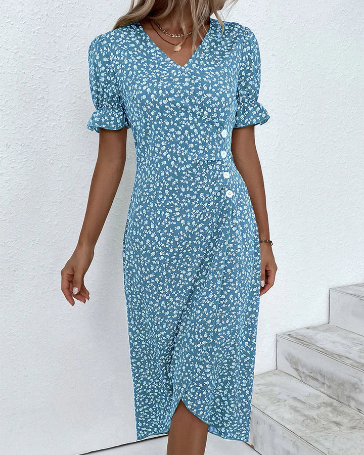 Priska | Damen Geblümtes Sommer Wickelkleid