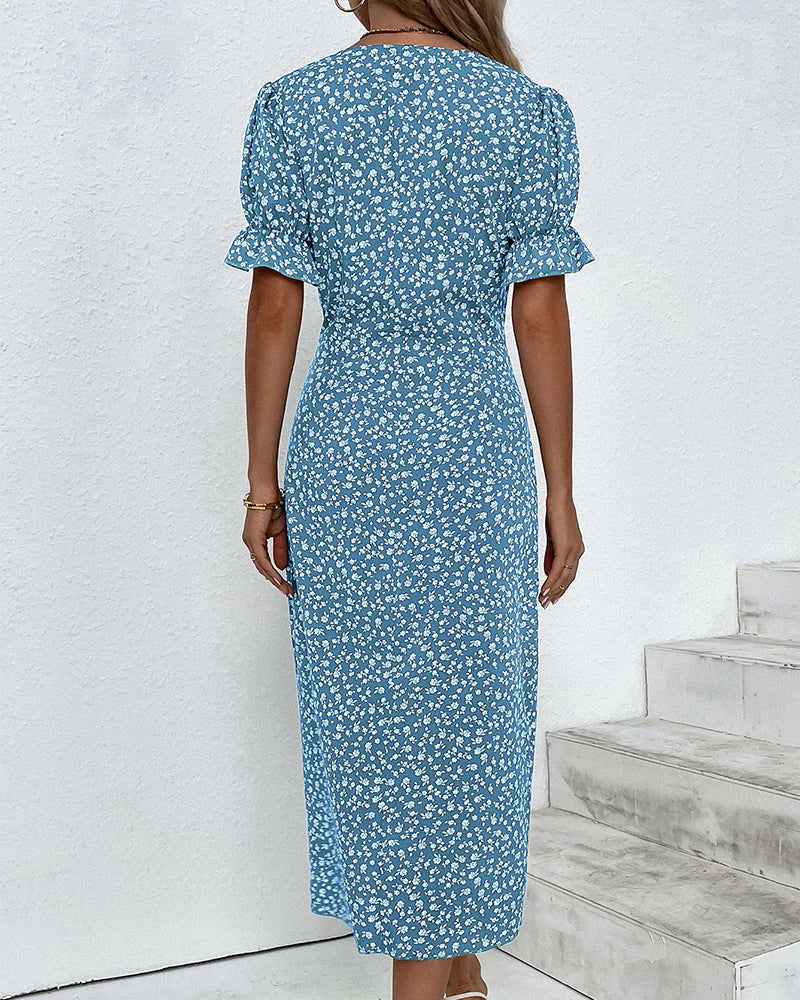 Priska | Damen Geblümtes Sommer Wickelkleid