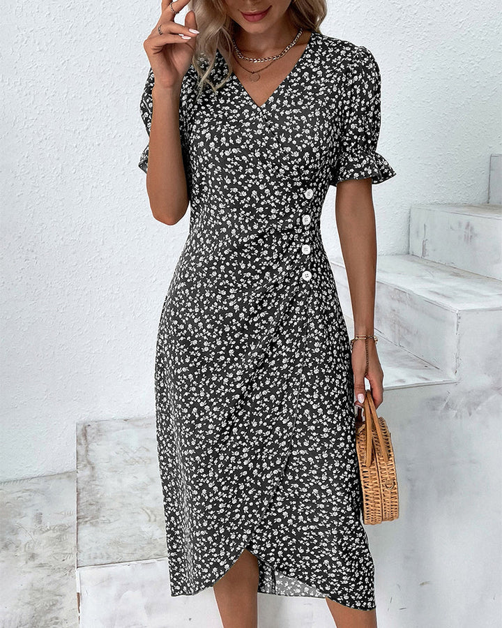 Priska | Damen Geblümtes Sommer Wickelkleid