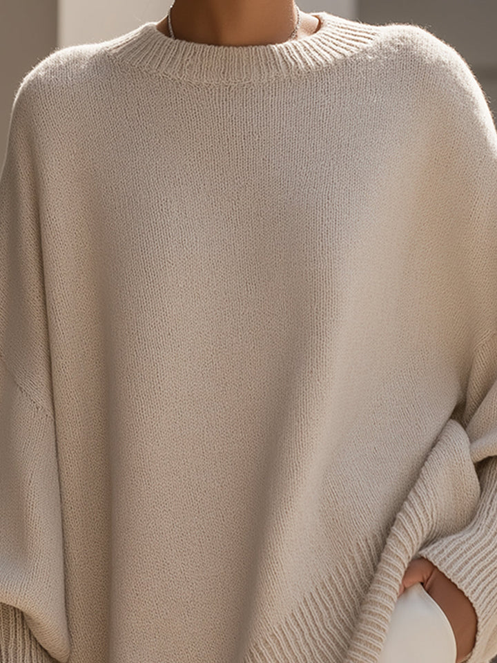 Samantha | Damen Oversized Fledermausärmeln Strickpullover