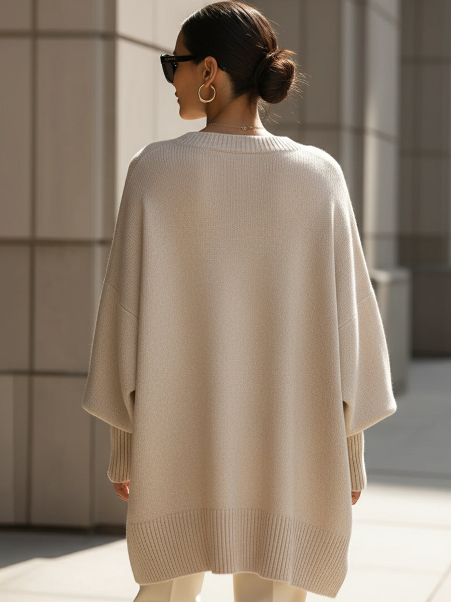 Samantha | Damen Oversized Fledermausärmeln Strickpullover
