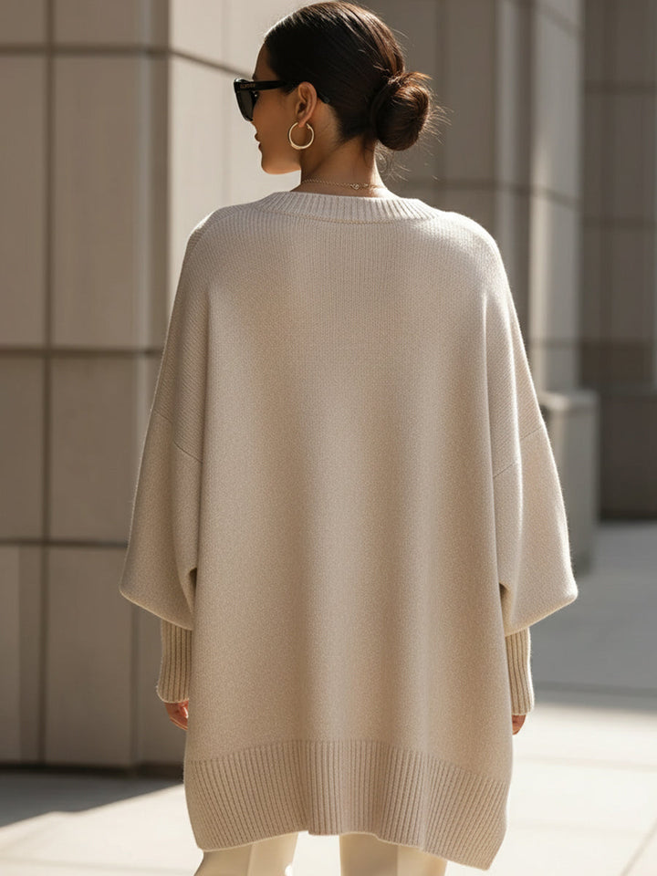 Samantha | Damen Oversized Fledermausärmeln Strickpullover