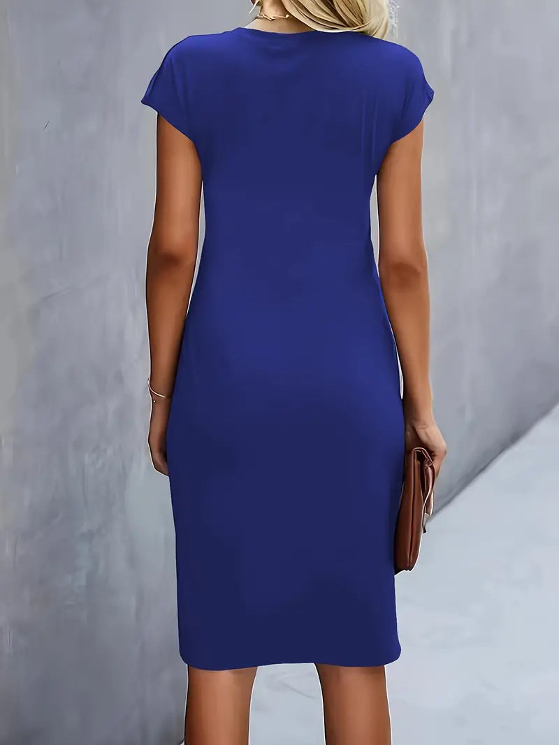 Isla | Damen Elegant Rundhalsausschnitt Bodycon Midi Kleid