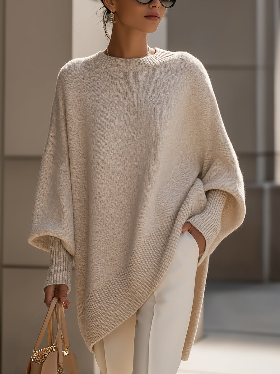 Samantha | Damen Oversized Fledermausärmeln Strickpullover