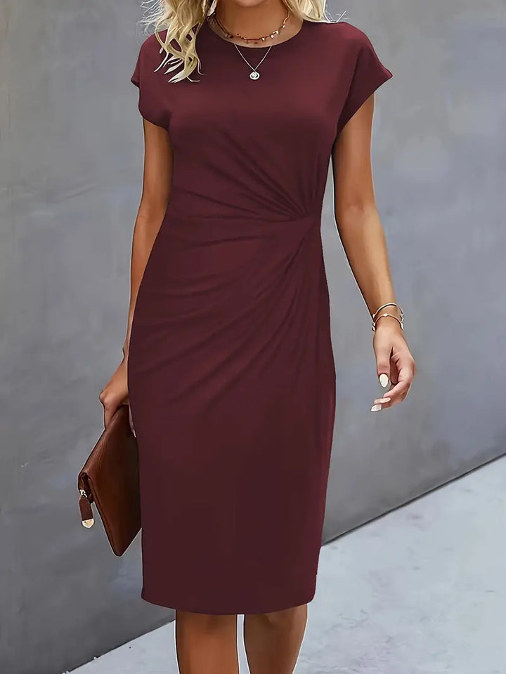 Isla | Damen Elegant Rundhalsausschnitt Bodycon Midi Kleid