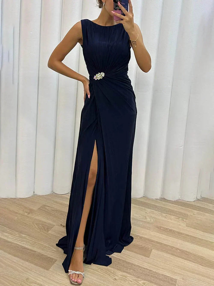 Eva | Damen Elegant Plissee Hochzeitsgastkleid