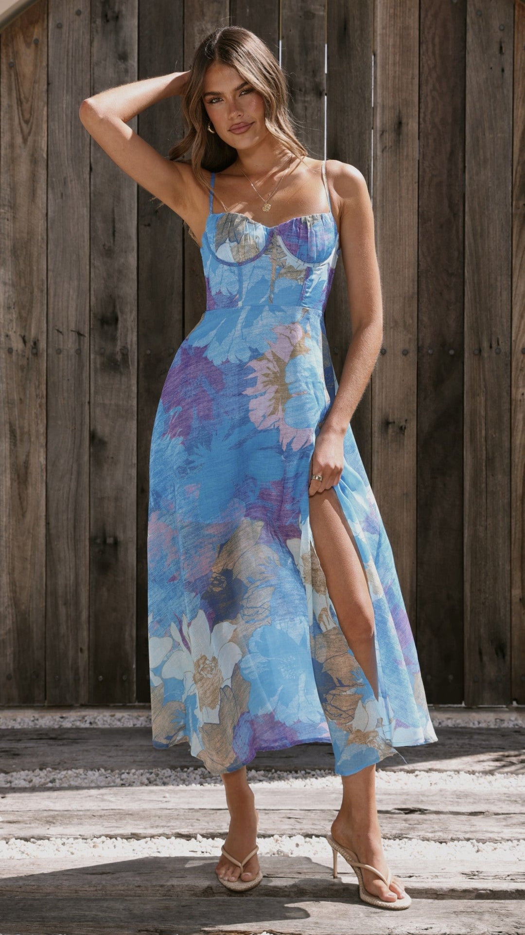 Federica | Damen Elegantes Blumen Hochzeitsgastkleid