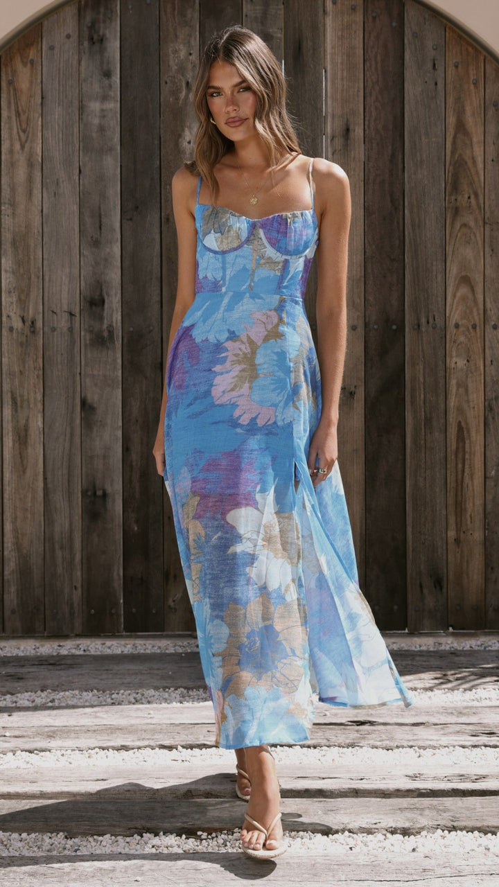 Federica | Damen Elegantes Blumen Hochzeitsgastkleid