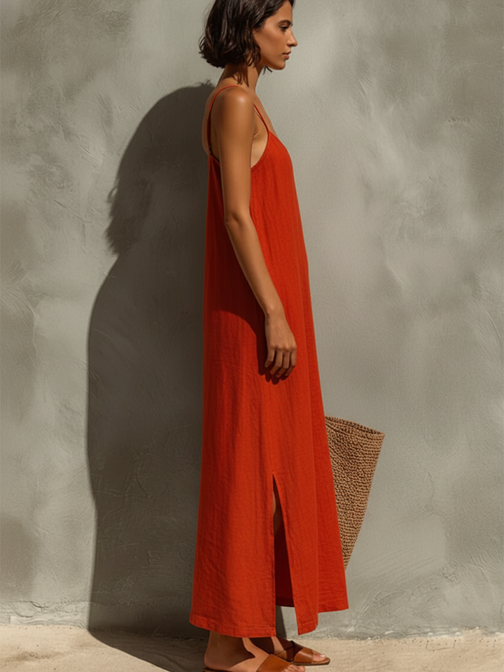 Gioia | Damen Luftiges Sommer Maxi Spaghettiträger Kleid
