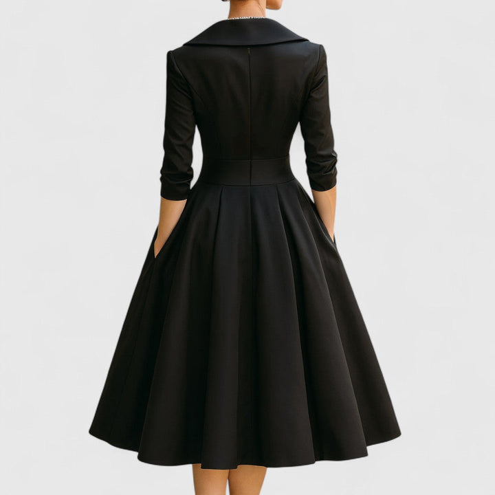Frida | Damen Elegantes Midi Abendkleid mit V-Ausschnitt