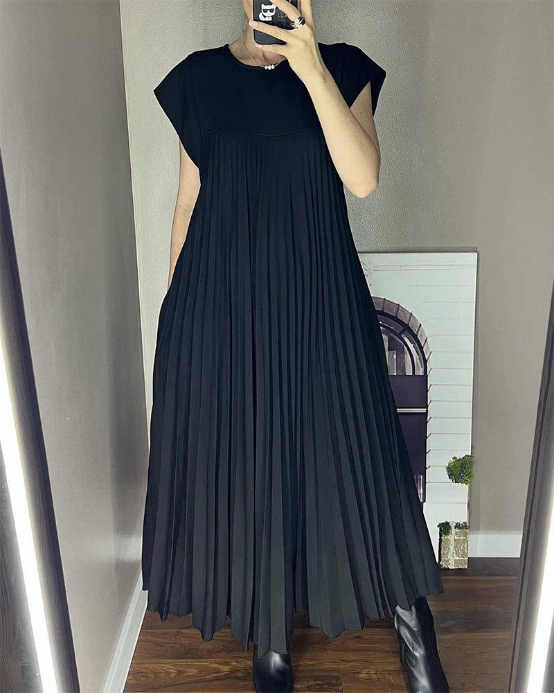 Florina | Damen Sommer Plissiertes Maxikleid