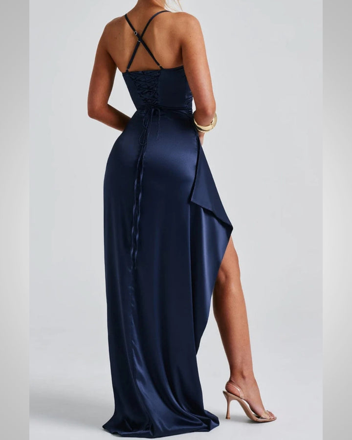 Willow | Damen Elegantes Spaghettiträgern Hochzeitsgäst Maxikleid