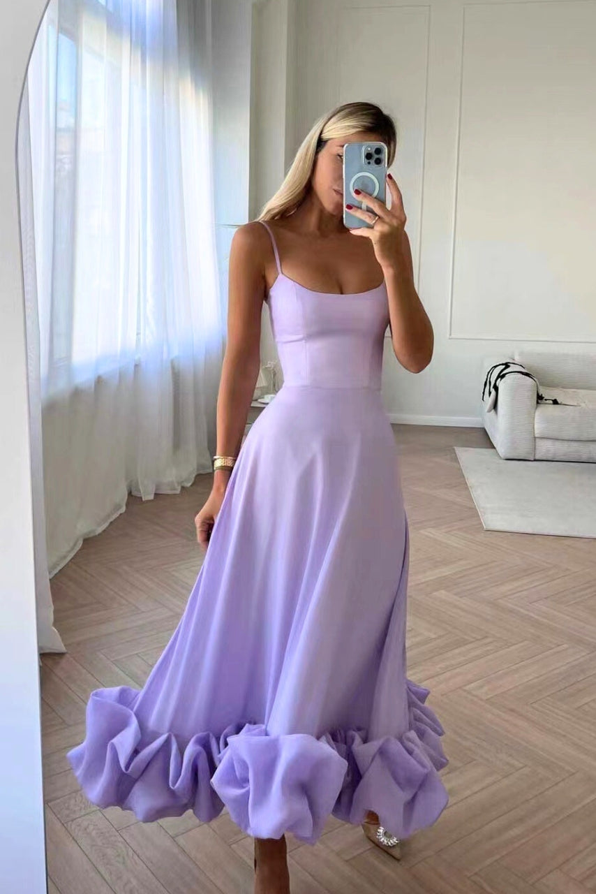 Helene | Damen Elegant Volant Hochzeitsgastkleid