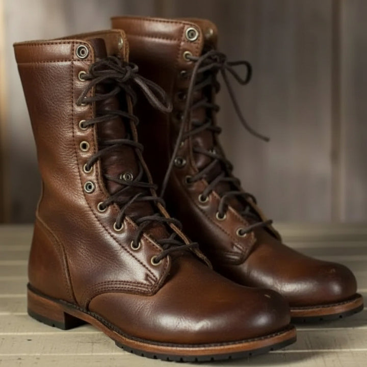 Sina | Damen Casual Runde Zehenpartie Schnürstiefel