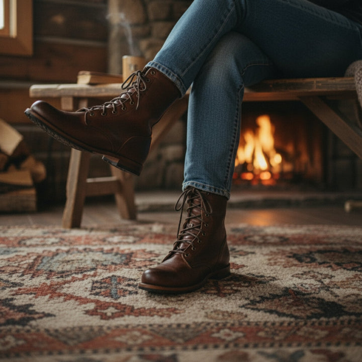 Sina | Damen Casual Runde Zehenpartie Schnürstiefel