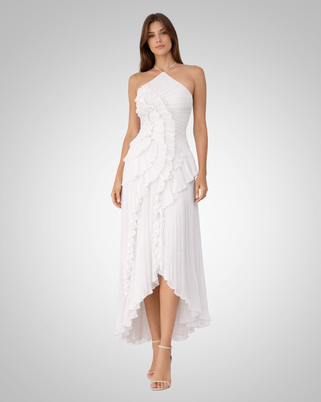 Quinn | Damen Rückenfreies Neckholder Hochzeitsgäst Maxikleid