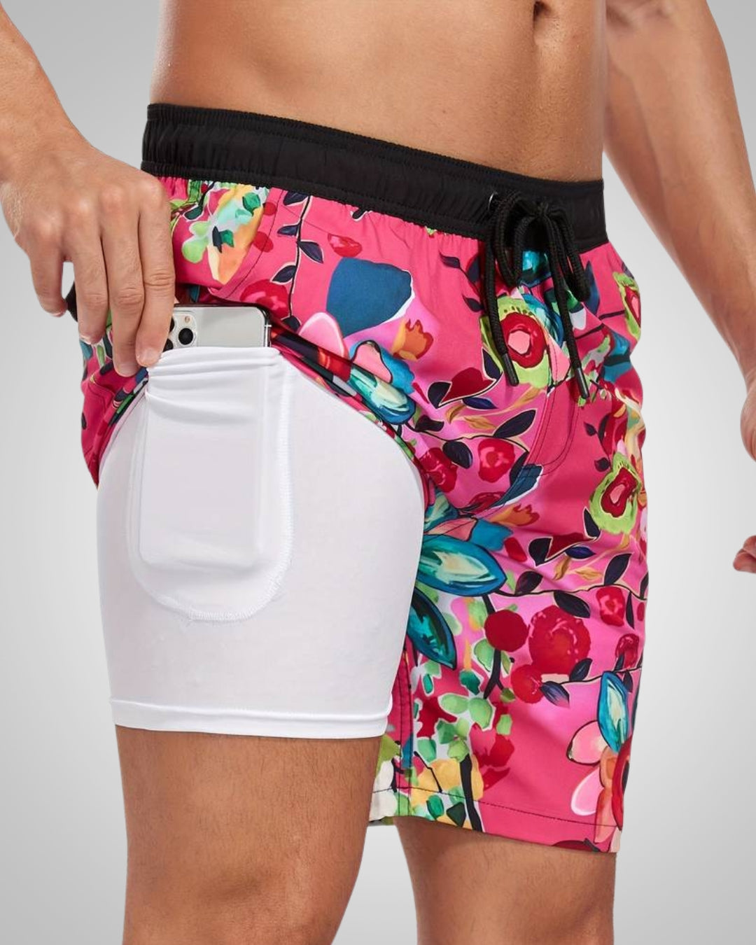 Hanery | Herren Sportliche Slim-Fit Badehose Mit Innenshorts
