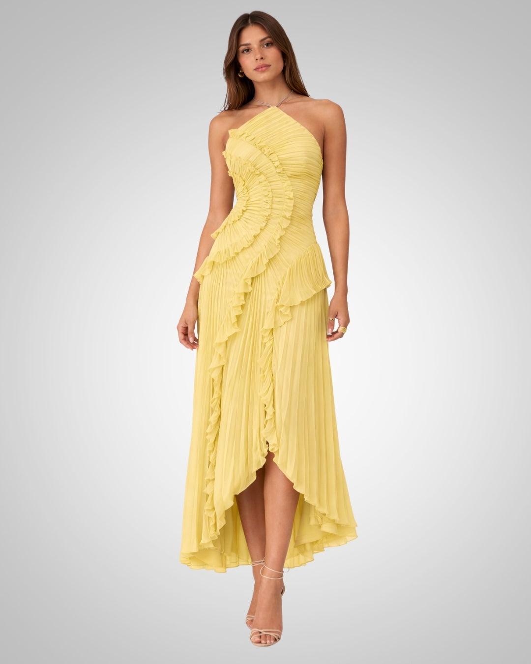 Quinn | Damen Rückenfreies Neckholder Hochzeitsgäst Maxikleid