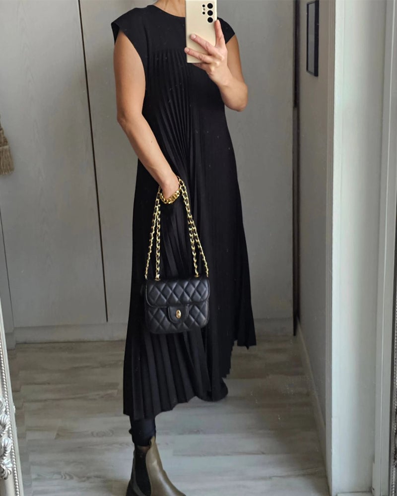 Florina | Damen Sommer Plissiertes Maxikleid
