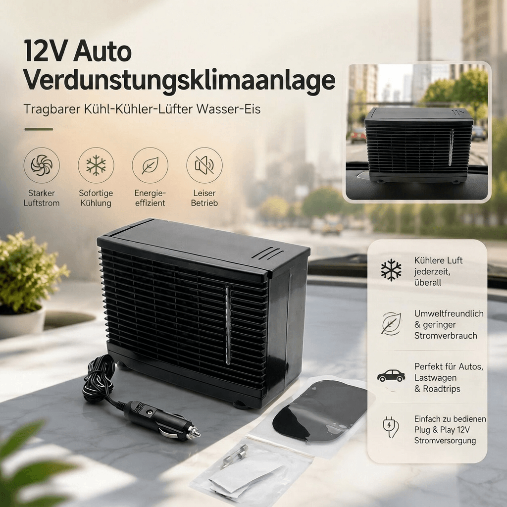 Mini Auto Luftkühler Ventilator | Kompakt Tragbar 3 Geschwindigkeitsstufen
