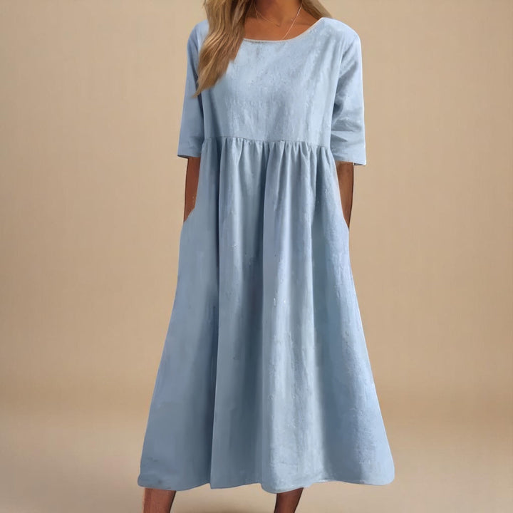 Anja | Damen Rundhals Relaxed Fit Sommerkleid