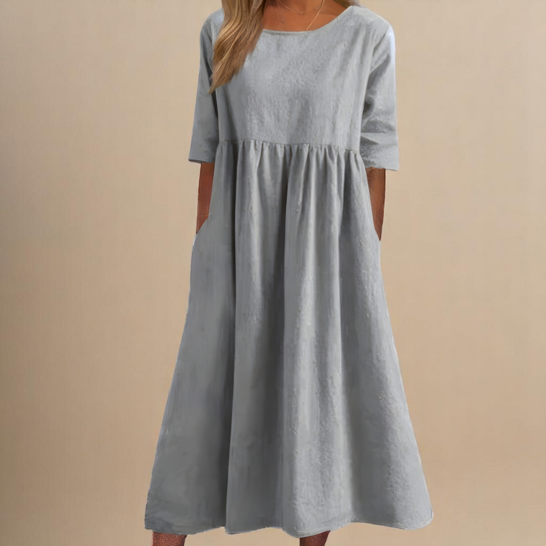 Anja | Damen Rundhals Relaxed Fit Sommerkleid