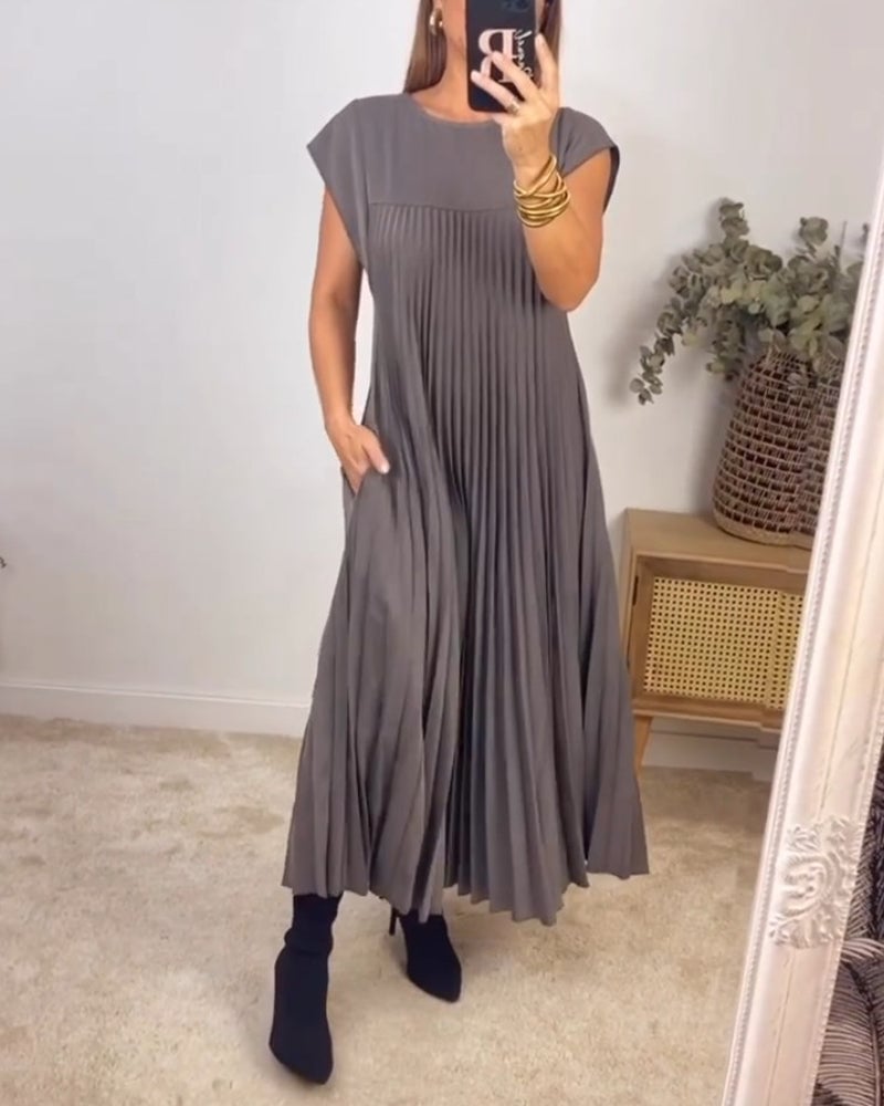Florina | Damen Sommer Plissiertes Maxikleid
