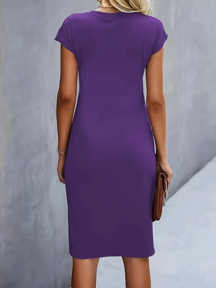Isla | Damen Elegant Rundhalsausschnitt Bodycon Midi Kleid