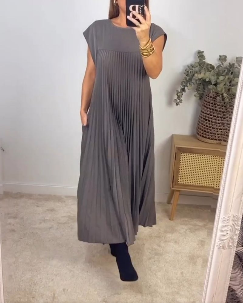 Florina | Damen Sommer Plissiertes Maxikleid