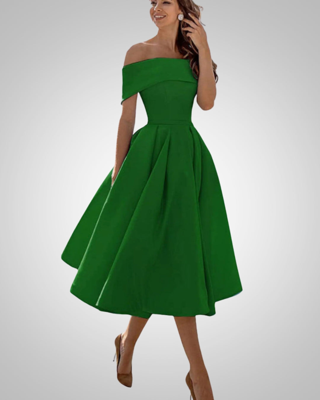 Isabella | Damen Sommer Off-Shoulder A-Linien Midikleid