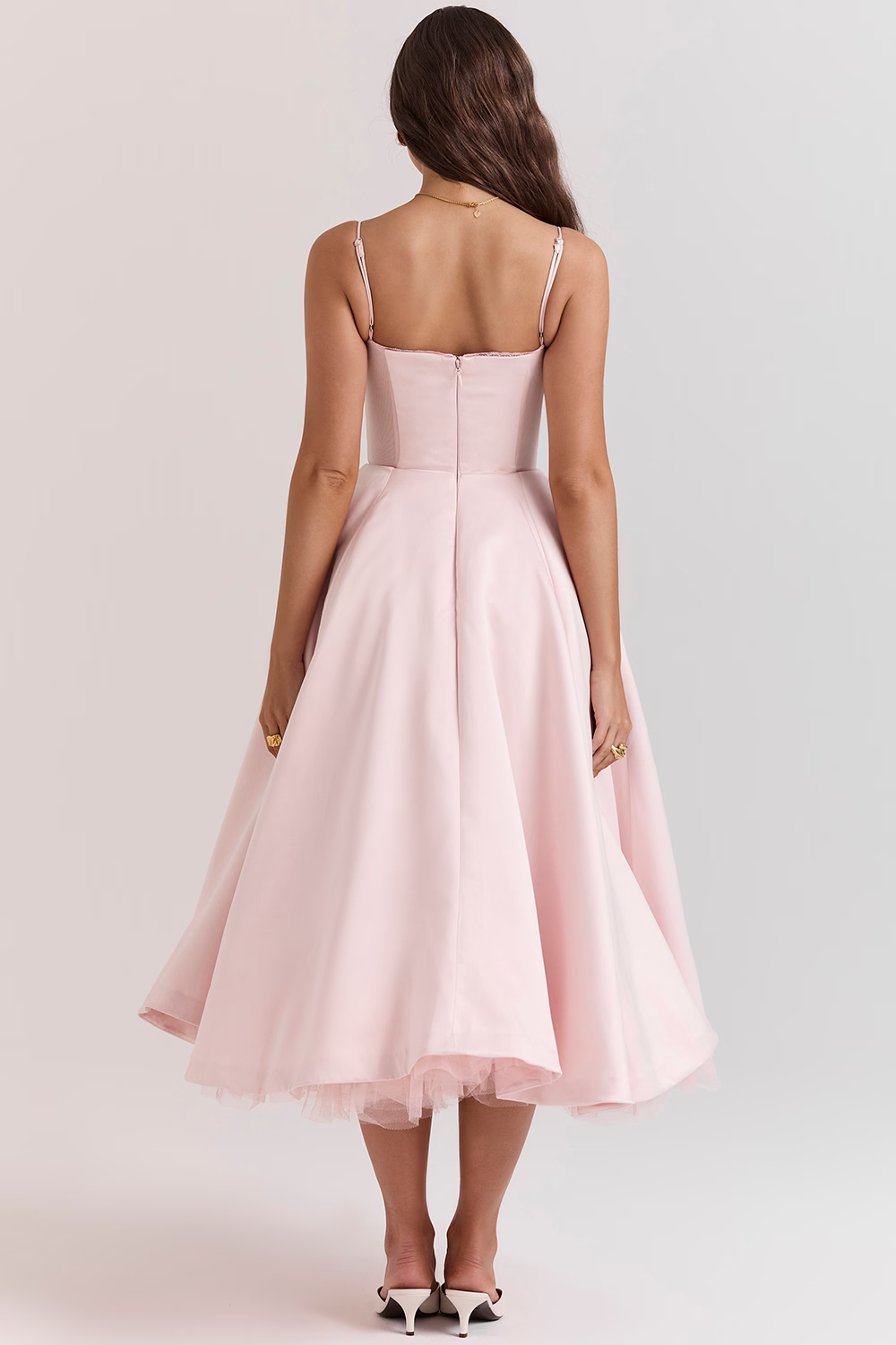 Verena | Damen Sommer Spaghettiträger Hochzeitsgast Midikleid