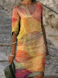Emilia | Damen Bedrucktes Sommerkleid mit Langen Ärmeln