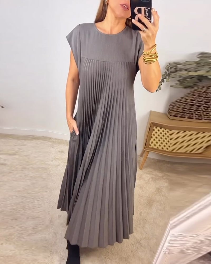Florina | Damen Sommer Plissiertes Maxikleid