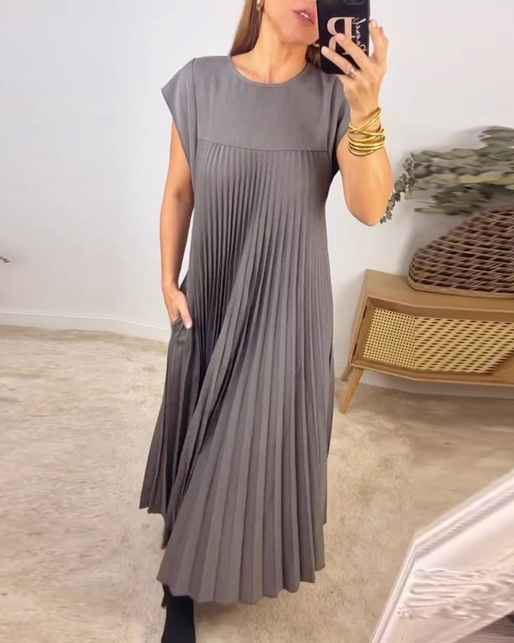 Florina | Damen Sommer Plissiertes Maxikleid