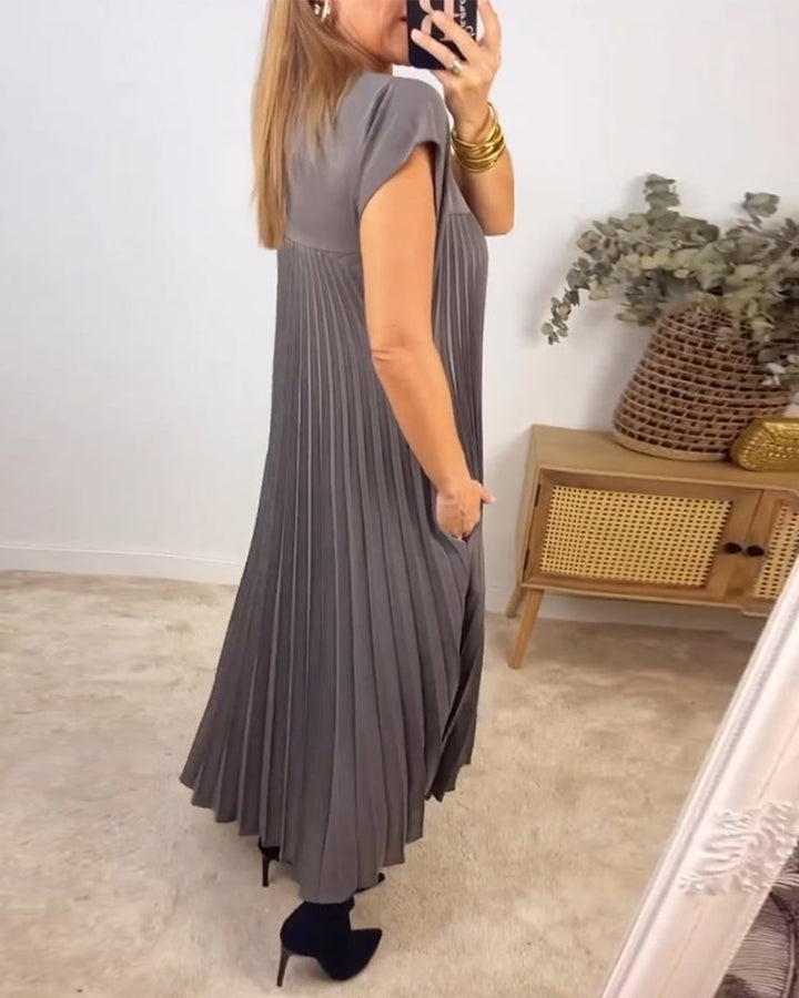 Florina | Damen Sommer Plissiertes Maxikleid