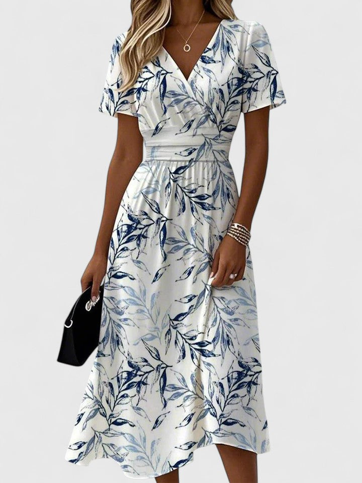 Greta | Damen V-Ausschnitt Sommer Midikleid