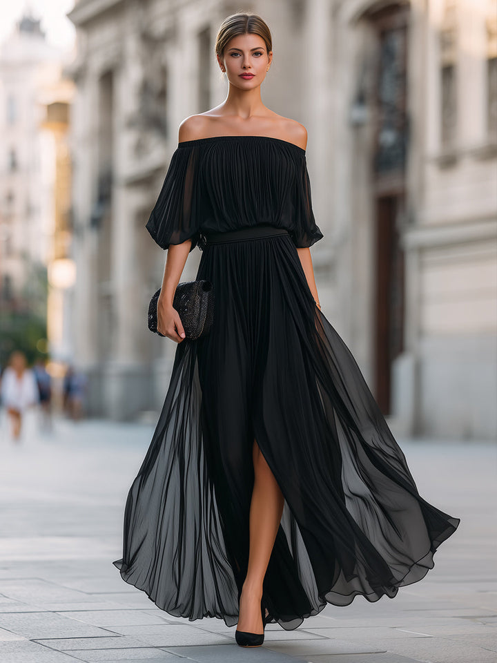 Zita | Damen Schulterfreies Hochzeitsgastkleid