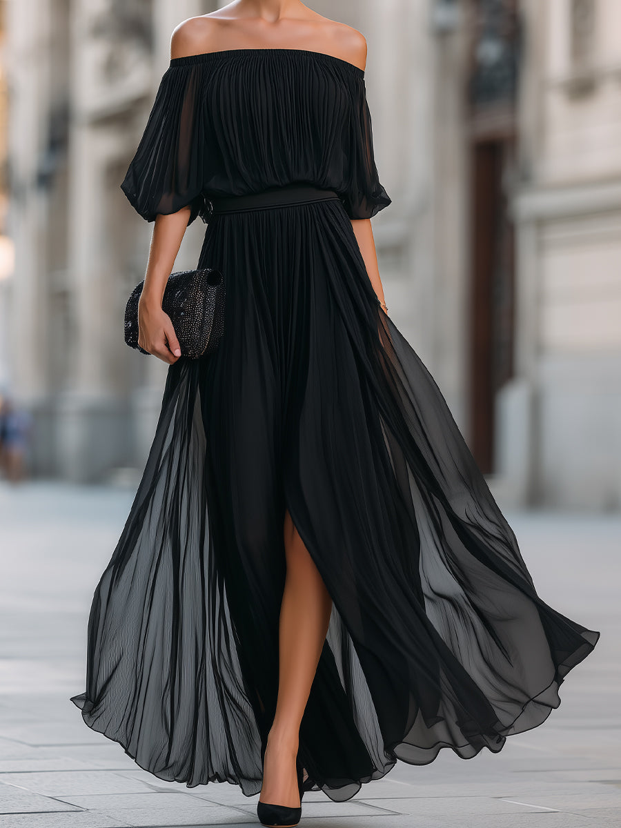 Zita | Damen Schulterfreies Hochzeitsgastkleid