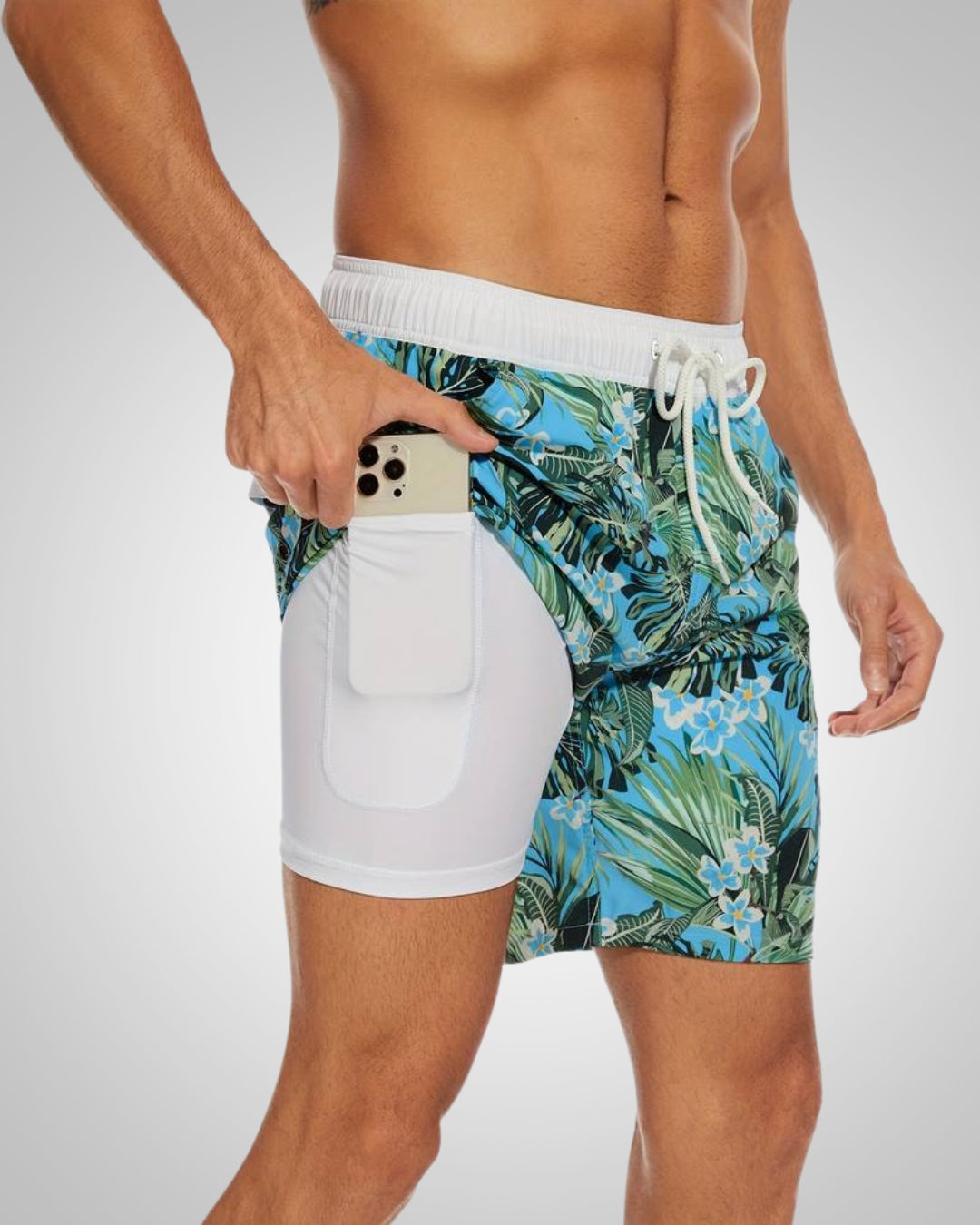 Hanery | Herren Sportliche Slim-Fit Badehose Mit Innenshorts