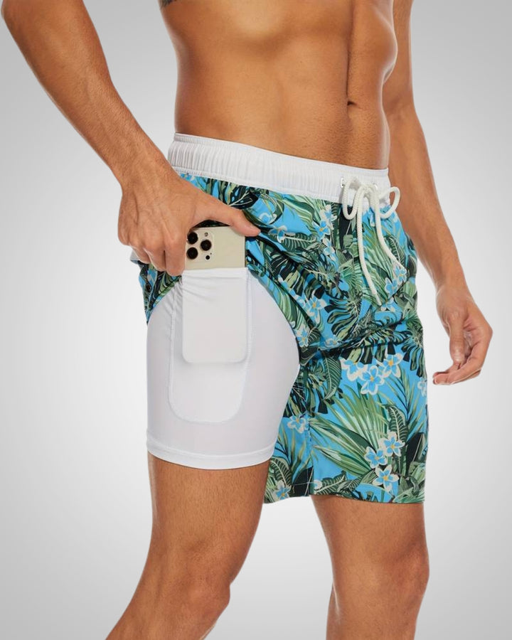 Hanery | Herren Sportliche Slim-Fit Badehose Mit Innenshorts