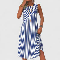 Tabea | Damen Elegantes Gestreiftes Sommerkleid