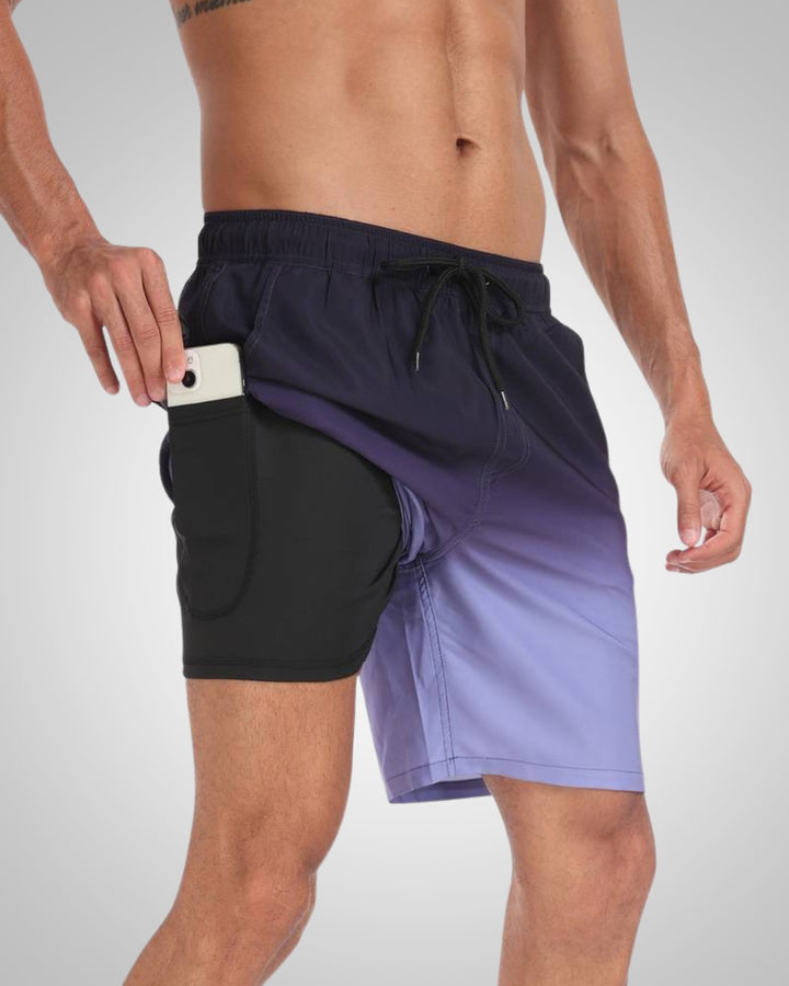Hanery | Herren Sportliche Slim-Fit Badehose Mit Innenshorts