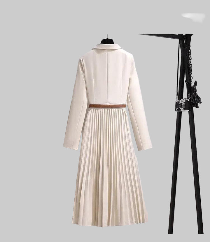 Patrizia | Damen Elegantes Plissiertes Midi Blazerkleid