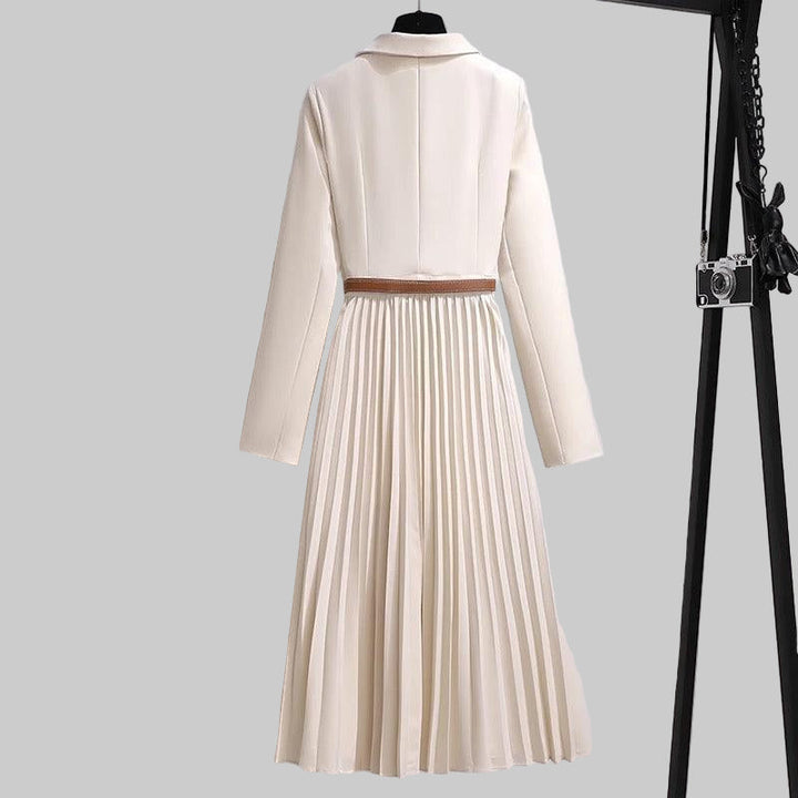 Patrizia | Damen Elegantes Plissiertes Midi Blazerkleid