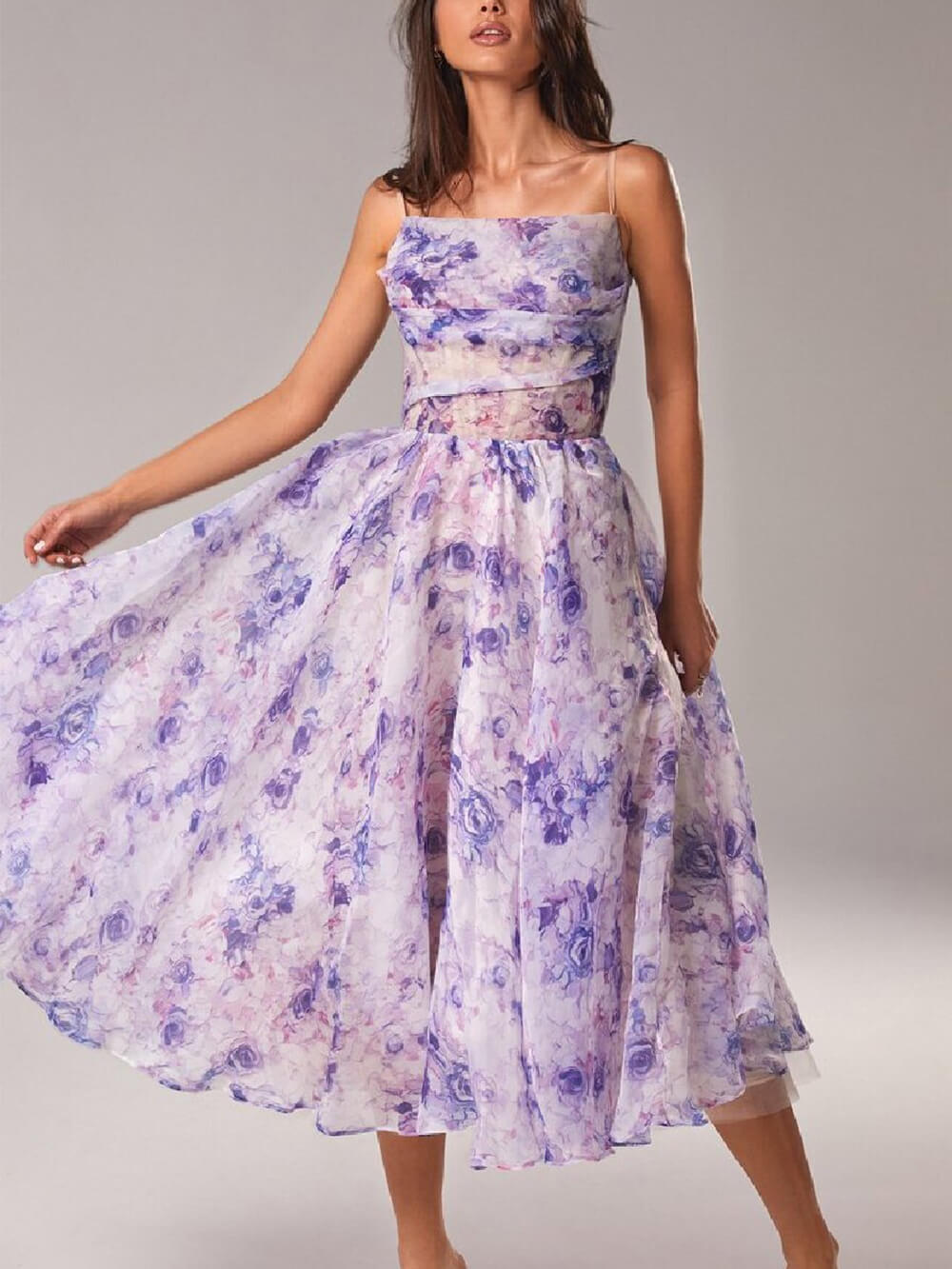 Gudrun | Damen Sommer Schmale Träger Hochzeitsgastkleid