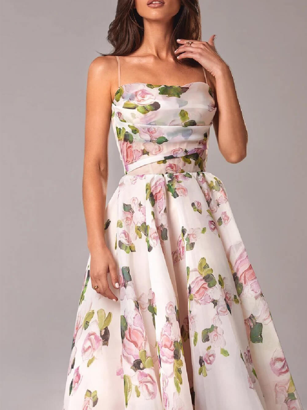 Gudrun | Damen Sommer Schmale Träger Hochzeitsgastkleid