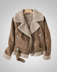 Amelia | Women's Leather Sherpa Biker Jacket