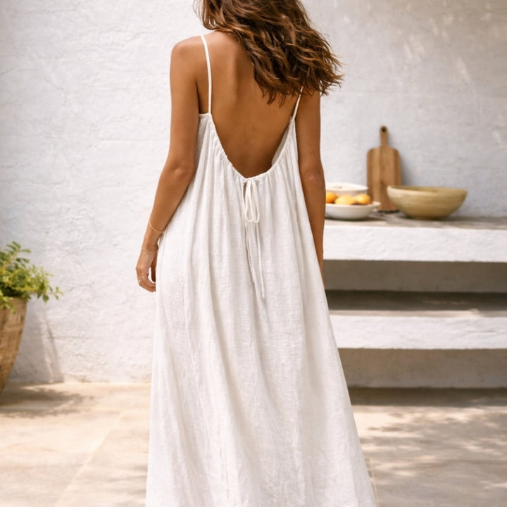 Sina | Damen Relaxed Fit Maxi Strandkleid mit Bauchbedeckung